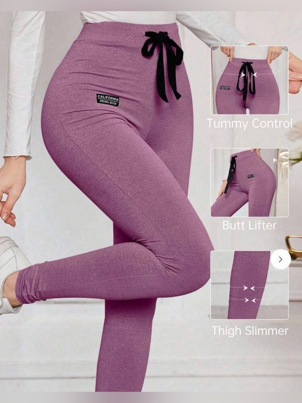 Womenβs High-Waist Purple Tummy Control Leggings